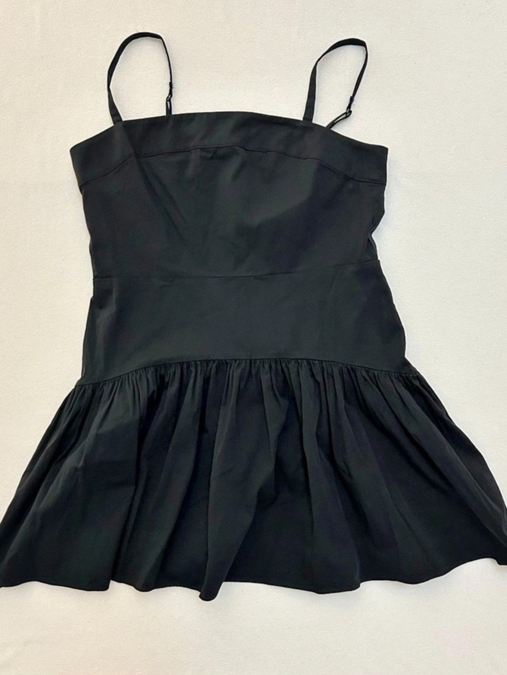 Abercrombie & Fitch Black Spaghetti Strap Drop Waist Bubble Hem Mini Dress Black